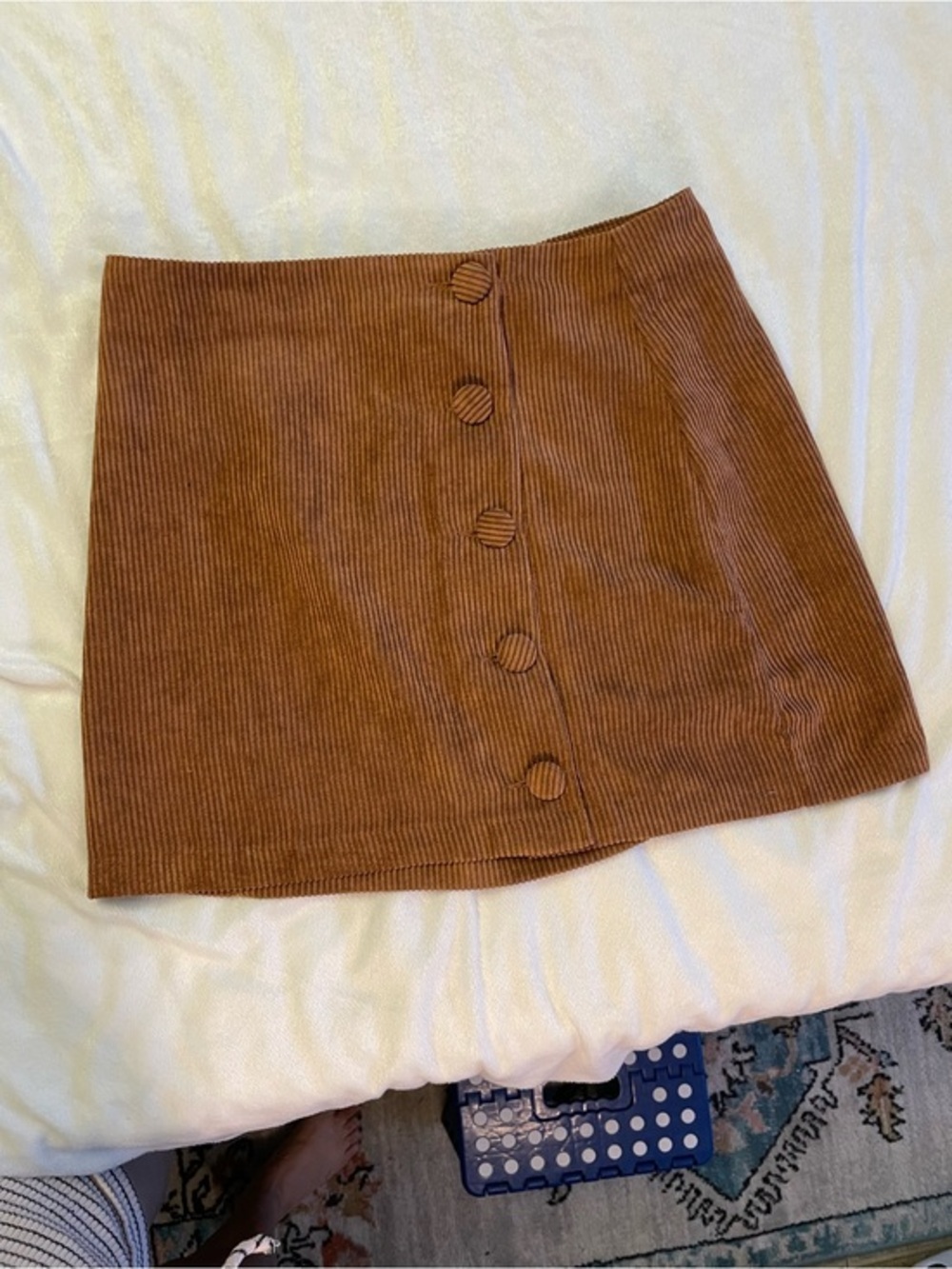 Wild Honey Tan Corduroy Button-Front Mini Skirt